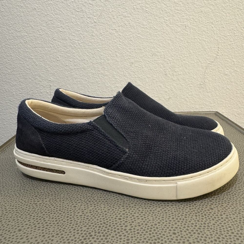 Birkenstock Oswego Slip-On Sneakers 38 Sz 7 Midnight Blue Canvas Cork Shoes